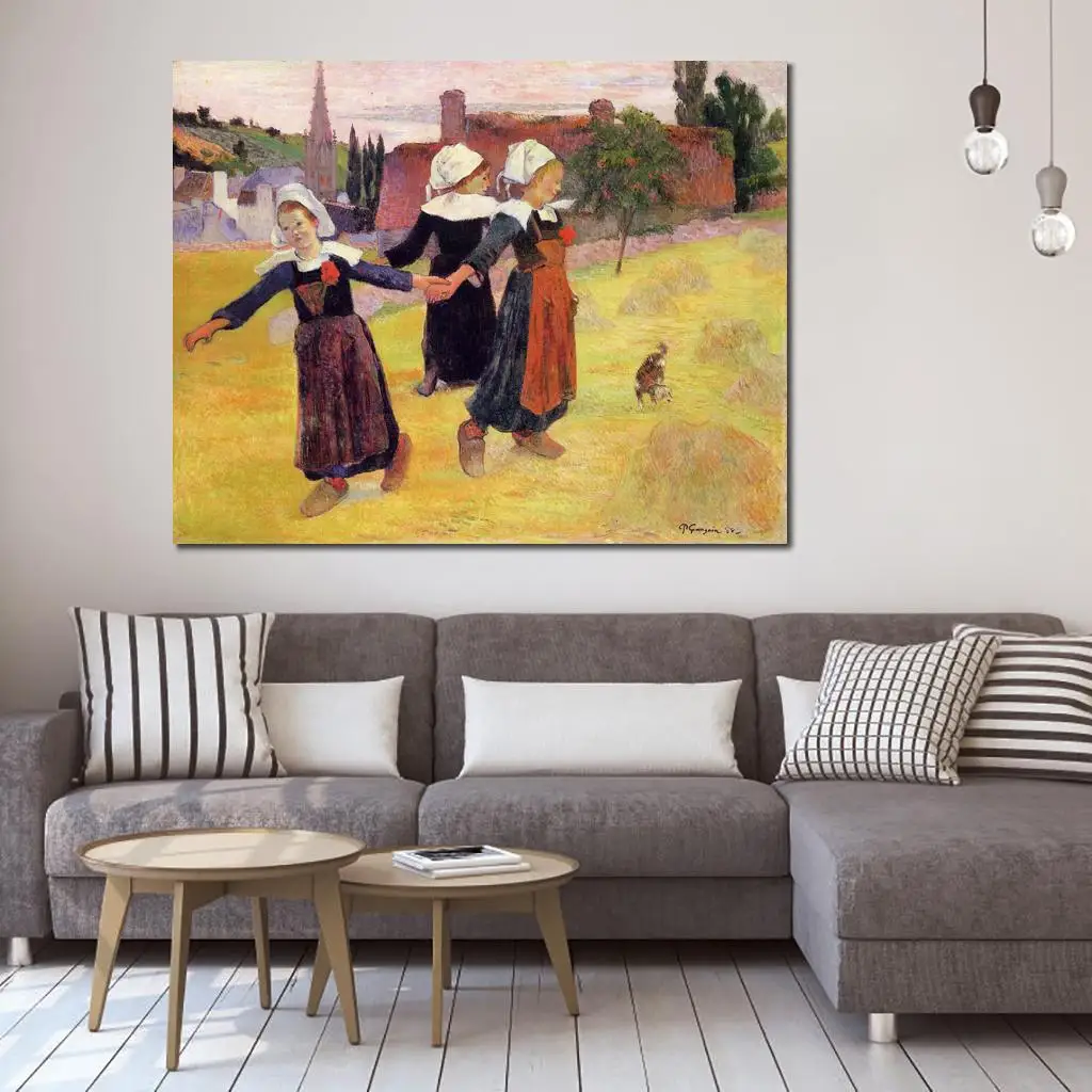 

Breton Girls Dancing Aka Dancing A Round in The Haystacks Paul Gauguin Famous Paintings Oil Canvas High Quality Hand Painted