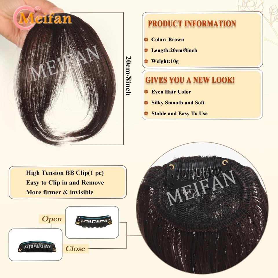 Lightweight Air Bangs Middle Part Natural Front Forehead Invisible Hair Patch Round Face French Bangs Fake Bangs For Women