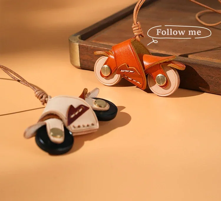 

Leather Mini Motorcycle Keychain Bag Pendant For Bags Handmade Cute Vintage Charm Accessories Birthday Gifts