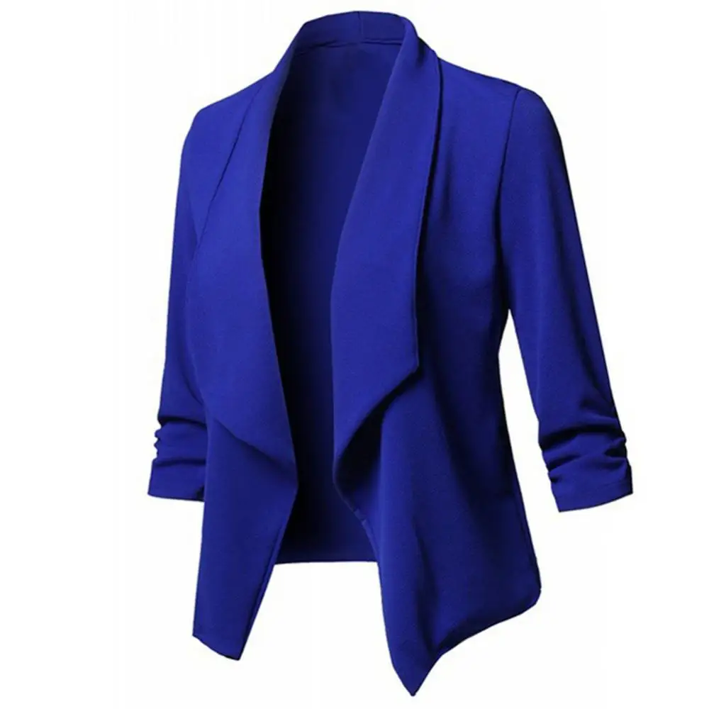 Women Thin Blazers Cardigan Coat 2023 Long Sleeve Female Blazers and Jackets Ruched Asymmetrical Casual Business Suit Outwear