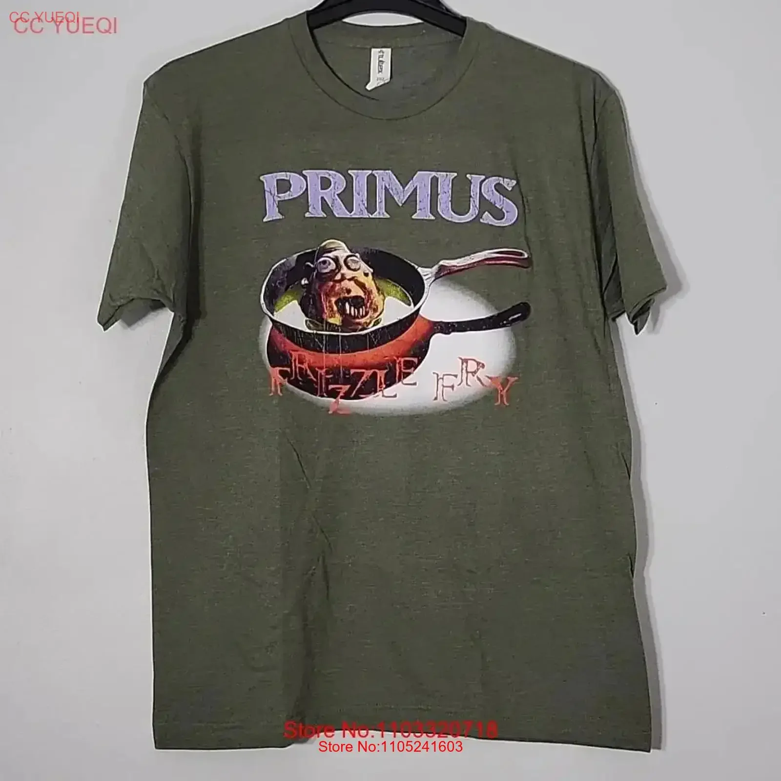 PRIMUS Frizzle Fry L LARGE Official T Shirt Green Mens Band Logo vintage Washed streetwear Stretched Stylish vintage Washed