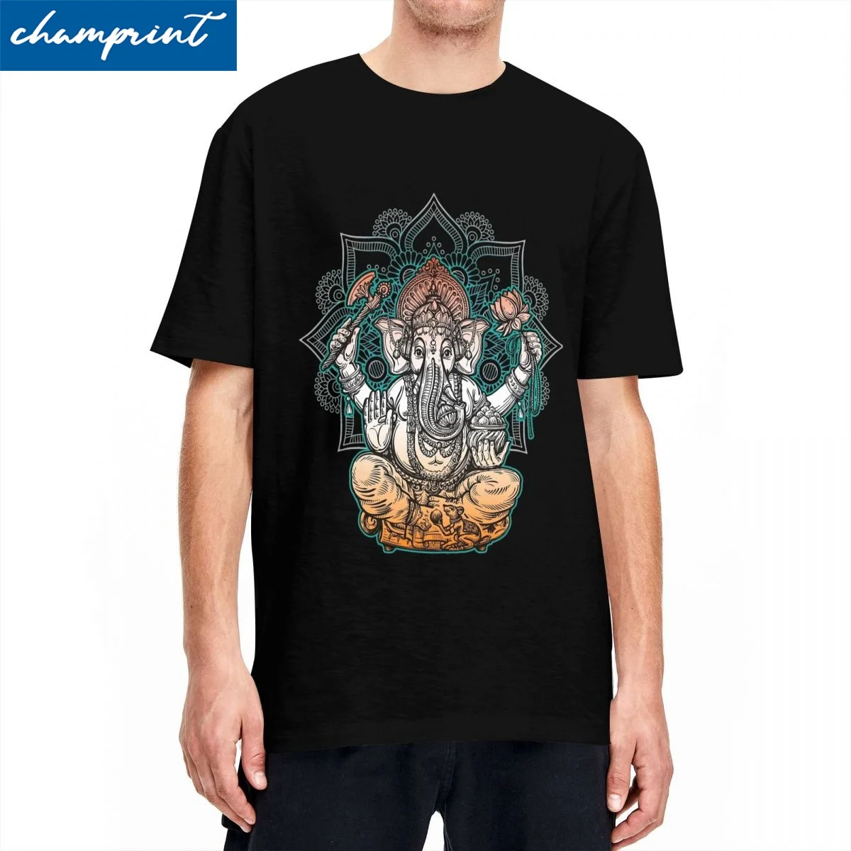 Ganesha Hindu God T-Shirt Men Women Namaste Novelty 100% Cotton Tees Round Neck Short Sleeve T Shirt Graphic Printed Tops