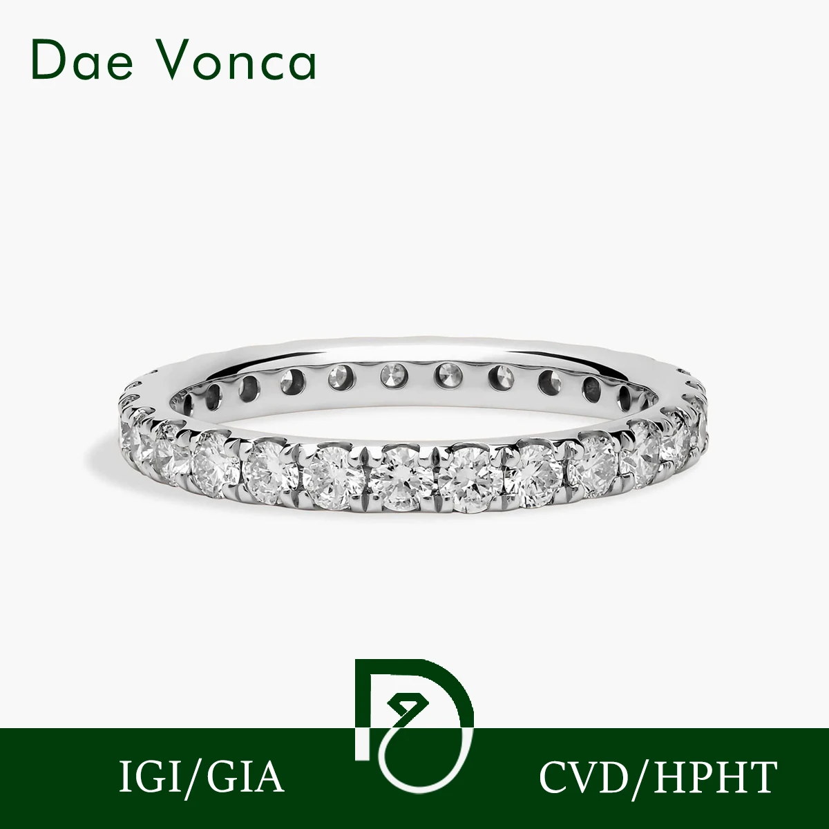 Pavé Full Diamond Eternity Ring 14K 18K Solid Gold Round Cut Lab Grown Diamond Eternity Band Ring Wedding Fine Jewelry For Women