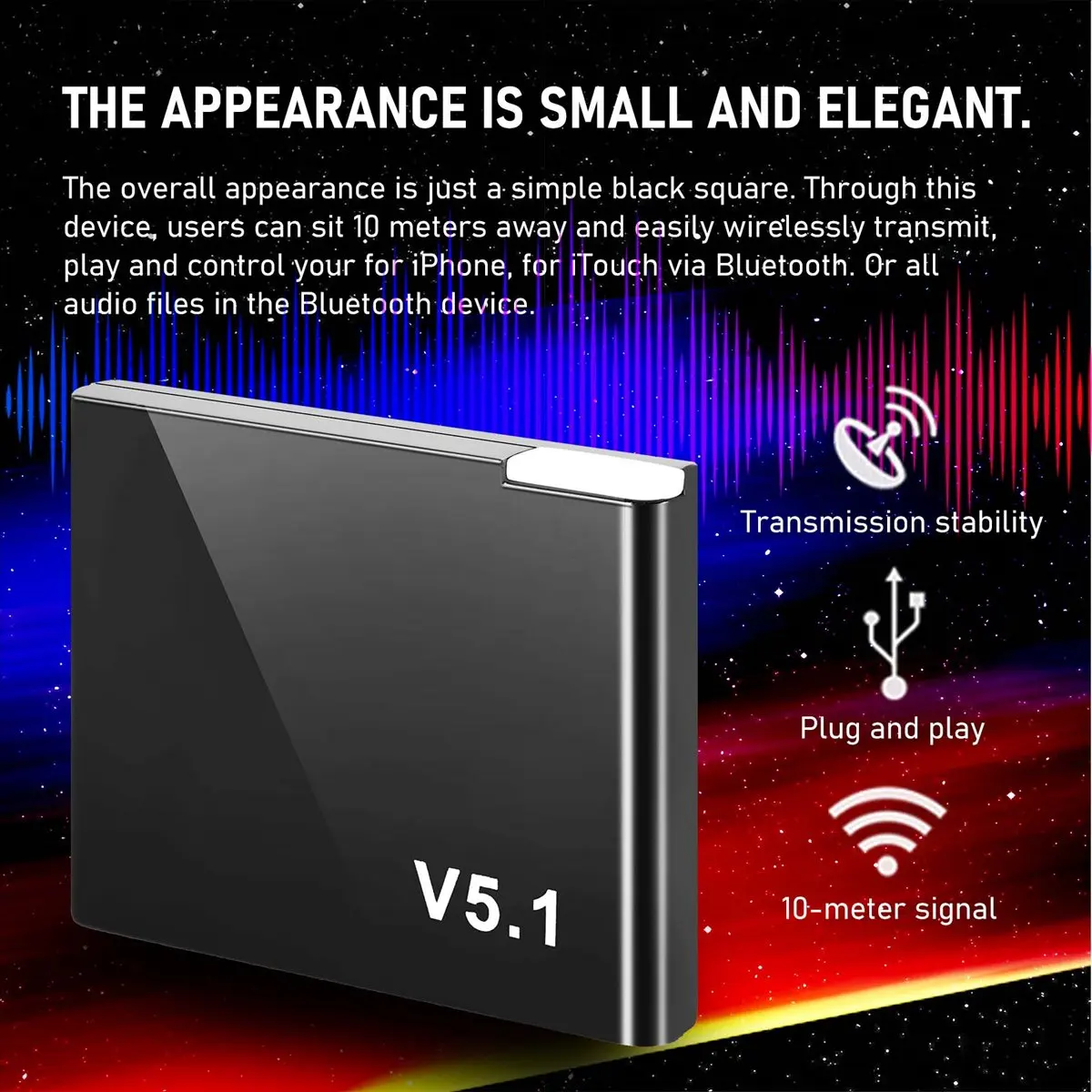 I-WAVE 30 Pin Bluetooth 5.1 Audio Receiver Music Mini Wireless Adapter for 30Pin Jack Analog Speaker-DTD2