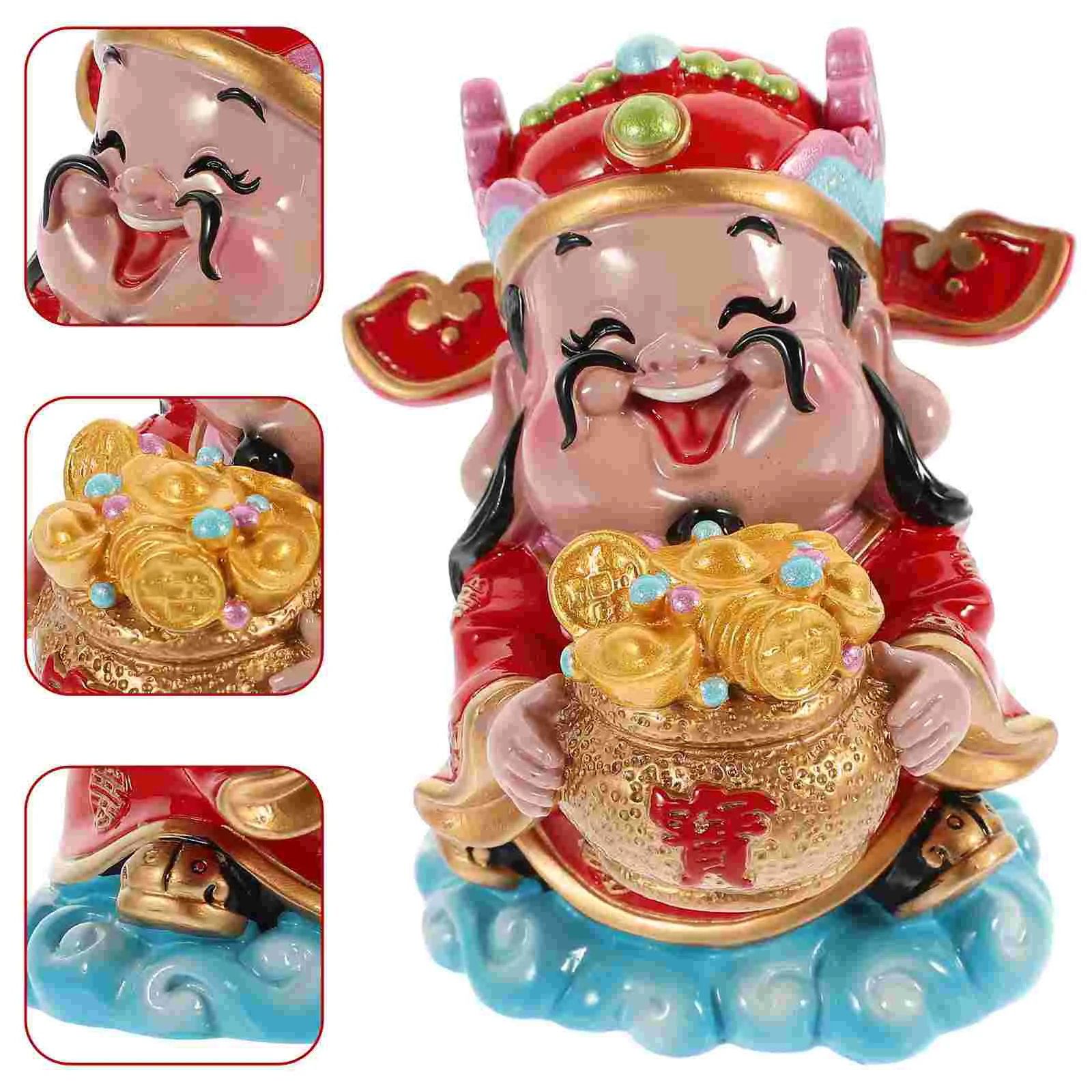 

God of Wealth Ornaments Unique Decoration Creative Office Idol Meaningful Decorations Resin Desktop Sculptures Birthday Gift