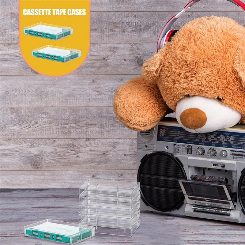 A25F-حافظات تخزين كاسيت الصوت - 20 عبوة من أشرطة الكاسيت البلاستيكية الشفافة - حل تخزين الصوت 4.28 بوصة طول × 2.75 بوصة عرض × 0.6 بوصة ارتفاع