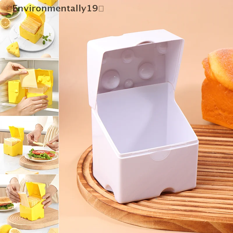 Sliced Cheese Container With Flip Lid Cheese, Cheese Slice Crisper Refrigerator Storage Rack Clamshell ABS Household