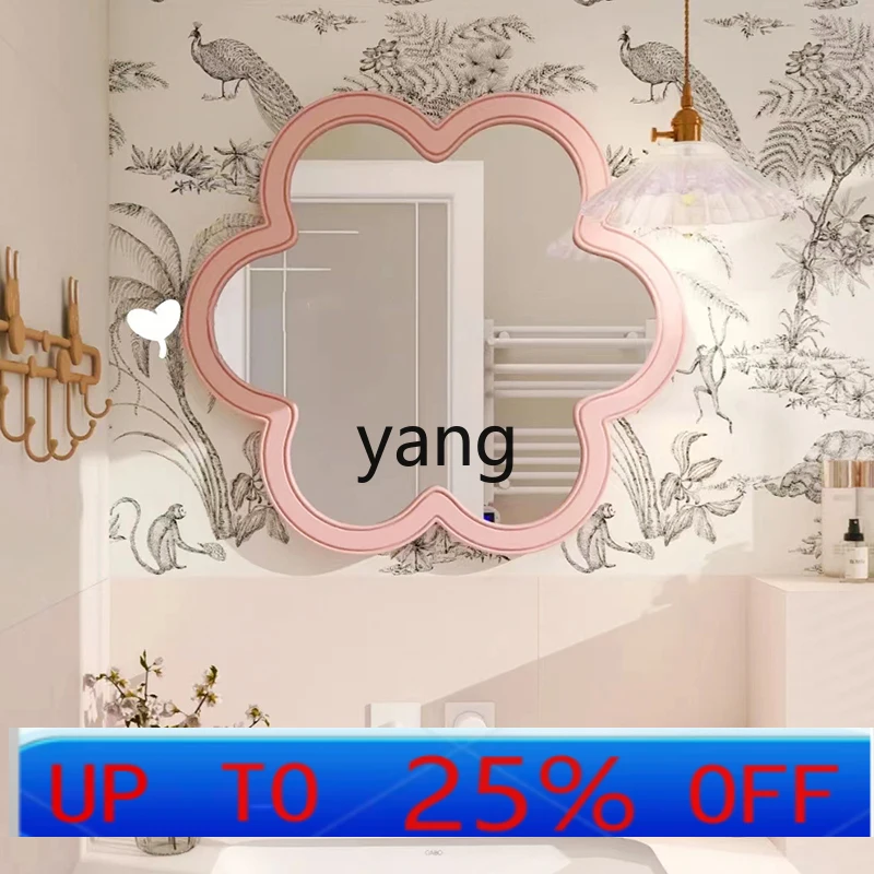 LMM modern simple flower bathroom mirror toilet bathroom makeup mirror living room wall-mounted decoration