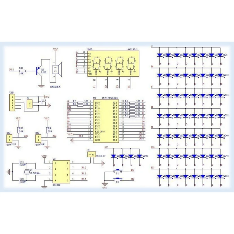 Kit orologio digitale elettronico Scheda di apprendimento microcontrollore C51 DS1302 Modulo display a LED rotante Parti di produzione fai-da-te