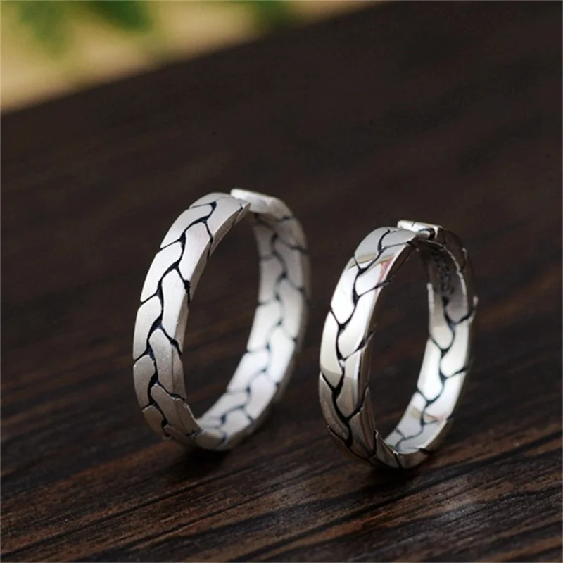 

Uglyless Braided Twists Rings for Women Cool Neutral 925 Sterling Silver Rings Normcore Simple Fashion Twisted Rings Thai Silver