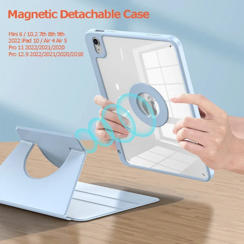 Detachable Rotation Case for iPad Pro 11 12.9 2022 Air 4 10.9 inch Air 5 Tablet Case for iPad Mini 6 10 gen 10.2 9th 8th Cover