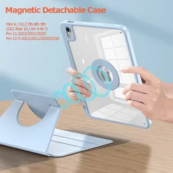 Funda con rotación desmontable para tableta, Carcasa para iPad Pro 11, 12,9, 2022, Air 4, 10,9 pulgadas, Air 5, Mini 6, 10 gen, 10,2, 9th, 8th