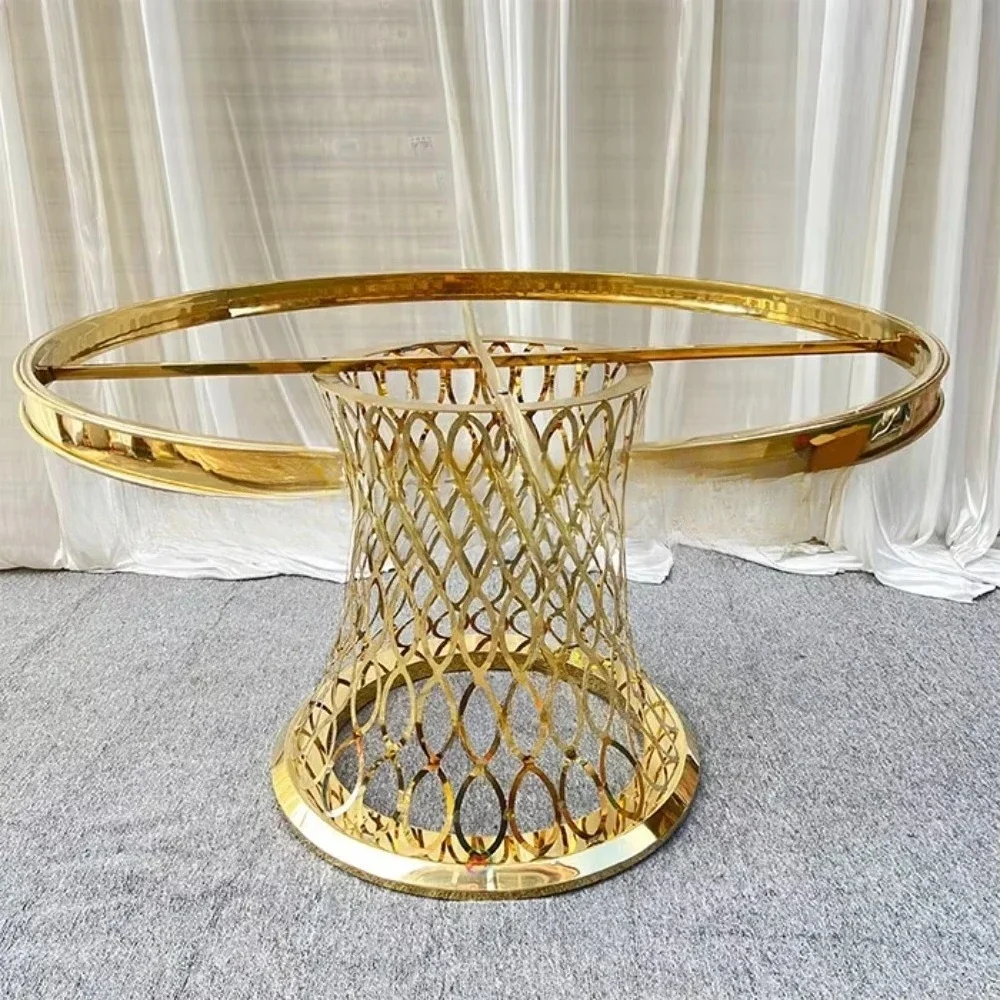 Wholesale Luxury Design Glass  Top Hotel Banquet Events Wedding Tables and Chairs Stainless Steel Wedding Tables