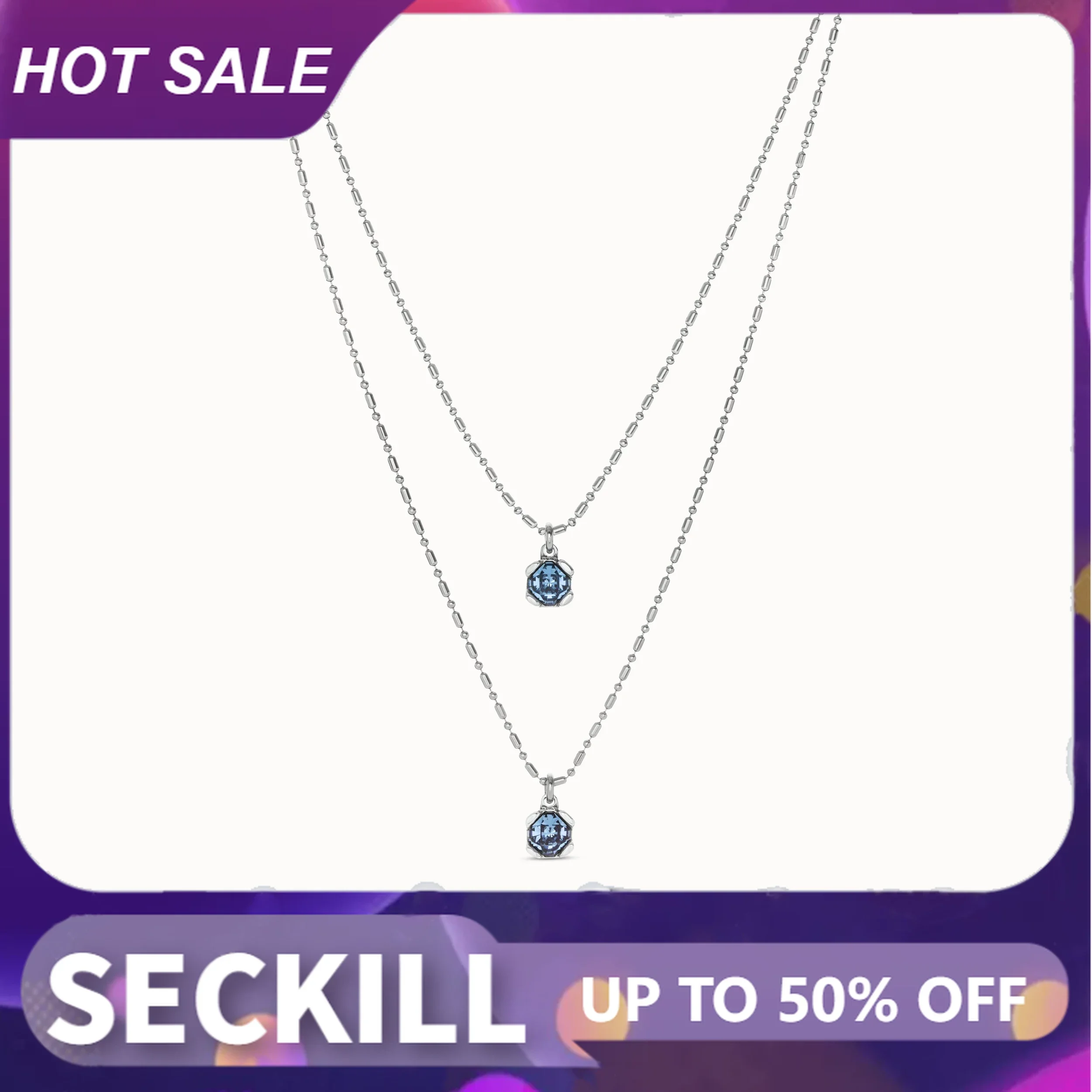 

2024Original New Product Spain UNOde50 Jewelry Fashion and Gorgeous Double layered Blue Crystal Necklace Women High Quality Gift