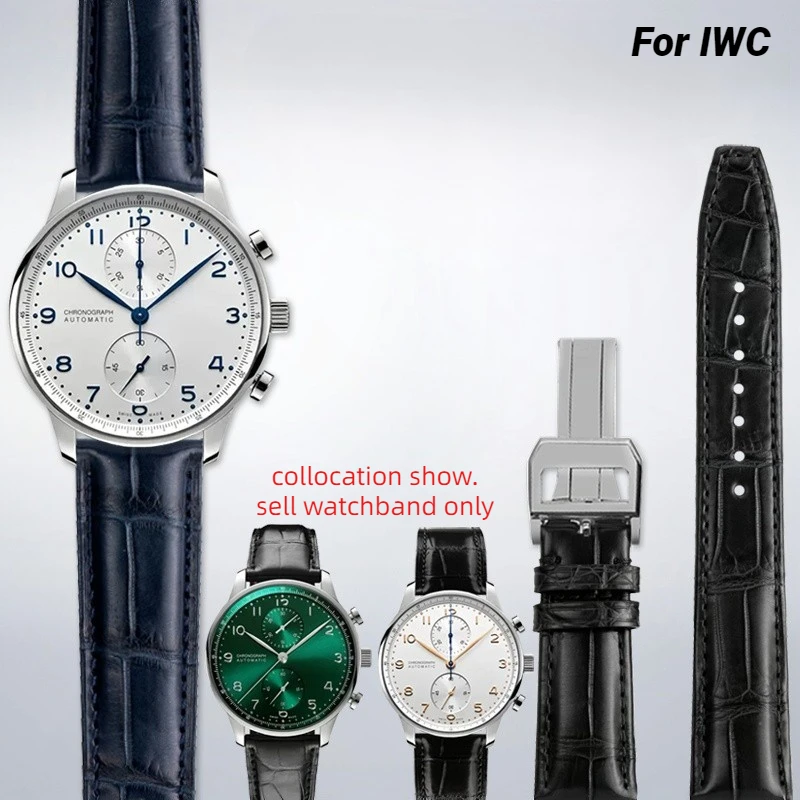 

High quality wrist belt For IWC Watch strap Portuguese 7 Portofino crocodile Leather watchband men 20mm 21mm 22mm Metal buckle