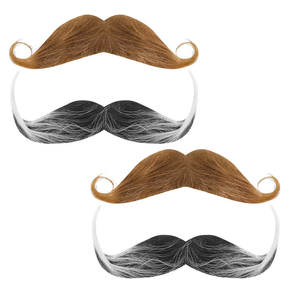 4 Stücke Realistische Gefälschte Bart Cosplay Bart Requisiten Selbstklebende Halloween Party Kostüm Schnurrbart Maskerade Kostüm Zubehör