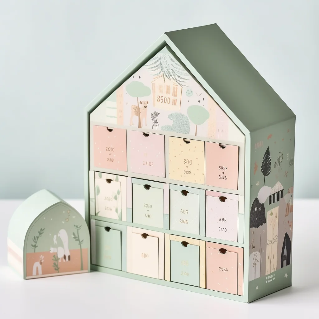 カスタマイズされました。 カスタム。 リサイクル可能な手作りの高級カスタムデザインクリスマスベビーギフトボックス24日アドベントカレンダーボックス引き出し付き