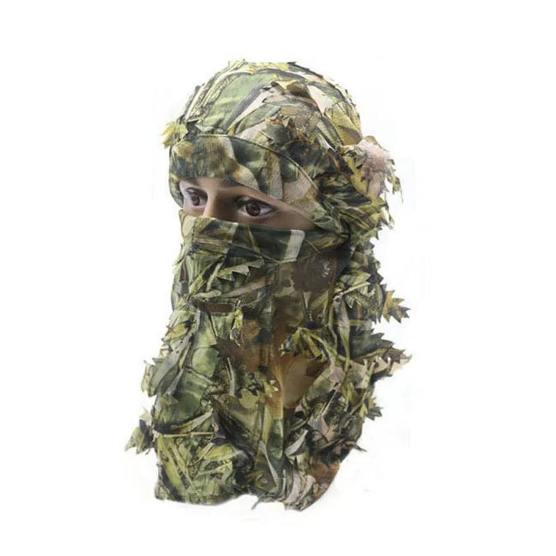 Men 3D Camouflage Balaclava Hat Full Face Mask Outdoor Hunting Hood Cap 3D Full Face Cover Mask Headwear Bandana Neck Gaiter Hat