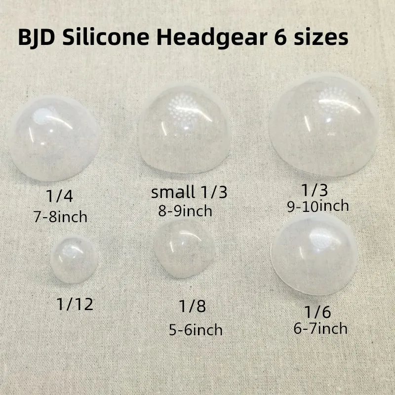 Doll Accessories Headgear for 1/3 1/4 1/6 1/8 1/12 BJD Silicone Headgear for BJD Doll 6 Sizes Silica Gel Hair Wigs Cover