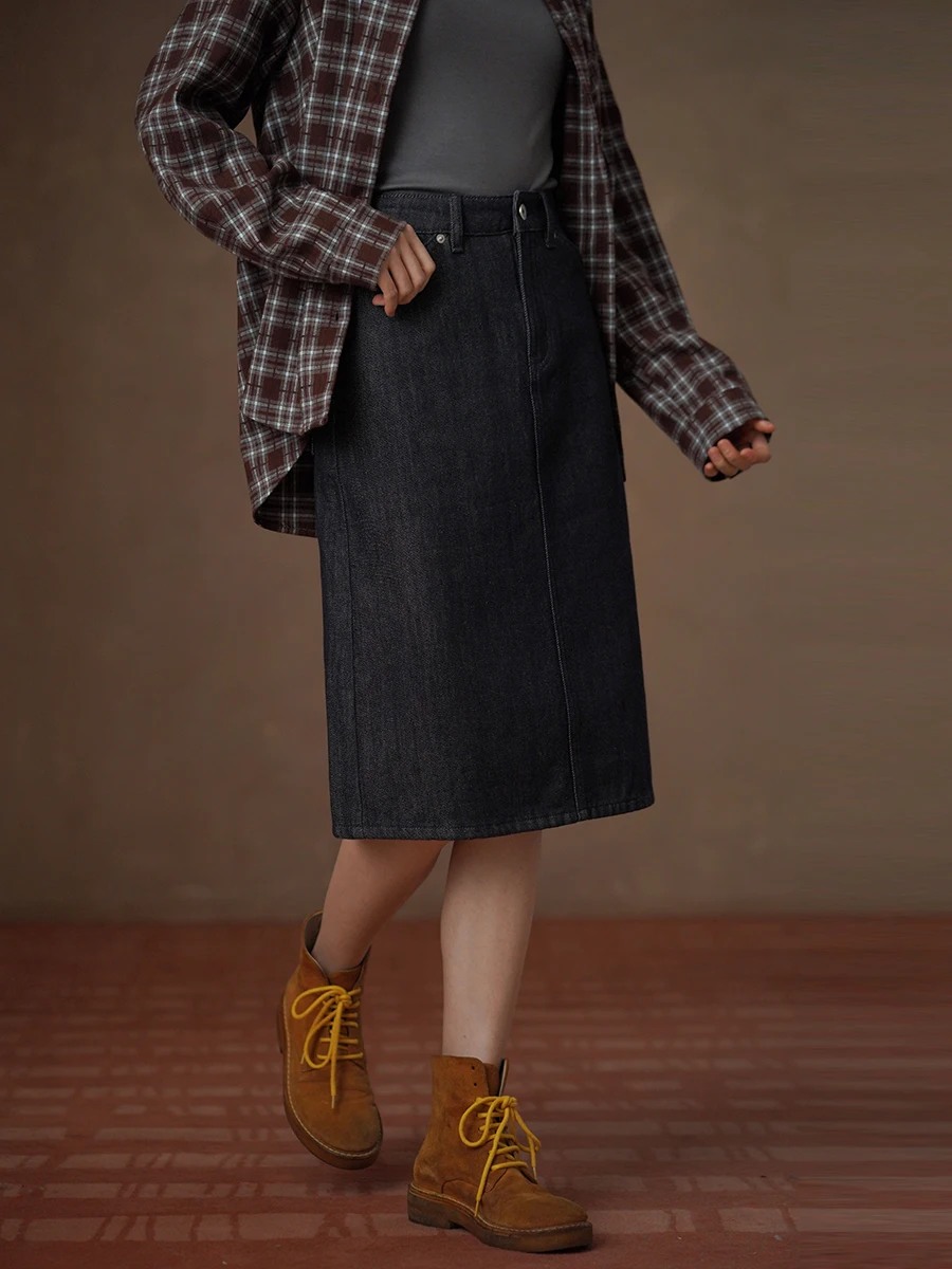 

Hacikis Vintage Waed Cotton Feel Casual High Waist Straight Leg Skinny Skirt for Young Women Student Commute