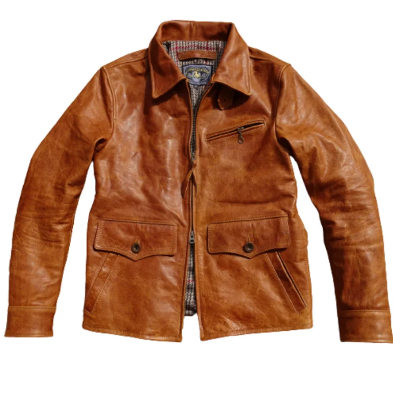 

Men's Newsboy Leather Jacket Amber