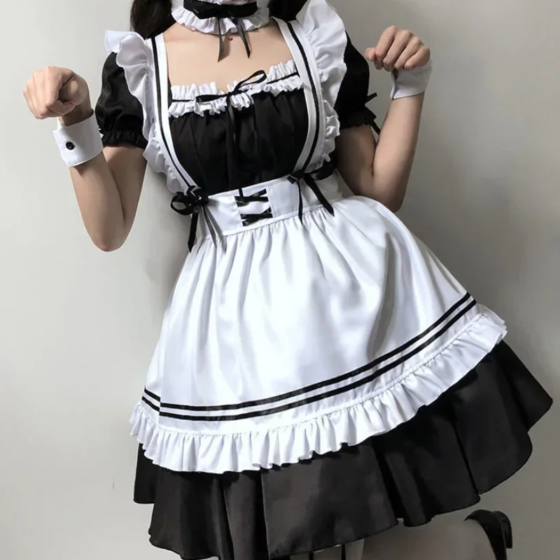 

Косплей Костюм de demoiselle d'honneur Lolita noir et blanc, Костюмы для косплея, халат mignonne, tablier Festa Sexy