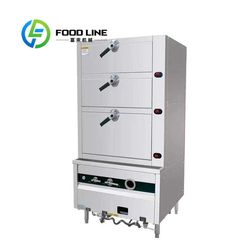 Three-door Seafood Steamer with Self-priming Grill Commercial Large-Capacity Fire-Tube Steamer/Cabinet Full-Automatic