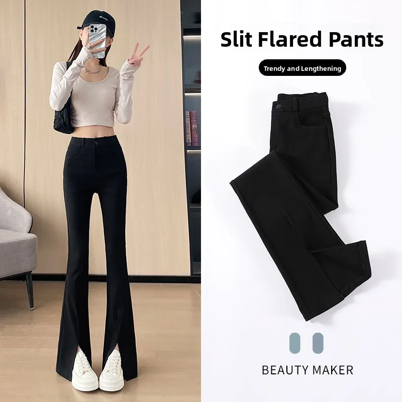 Casual Pants Qingdao Style Women's Autumn Winter Long Trousers Regular Thickness Woven Fabric Other 100% Material Components