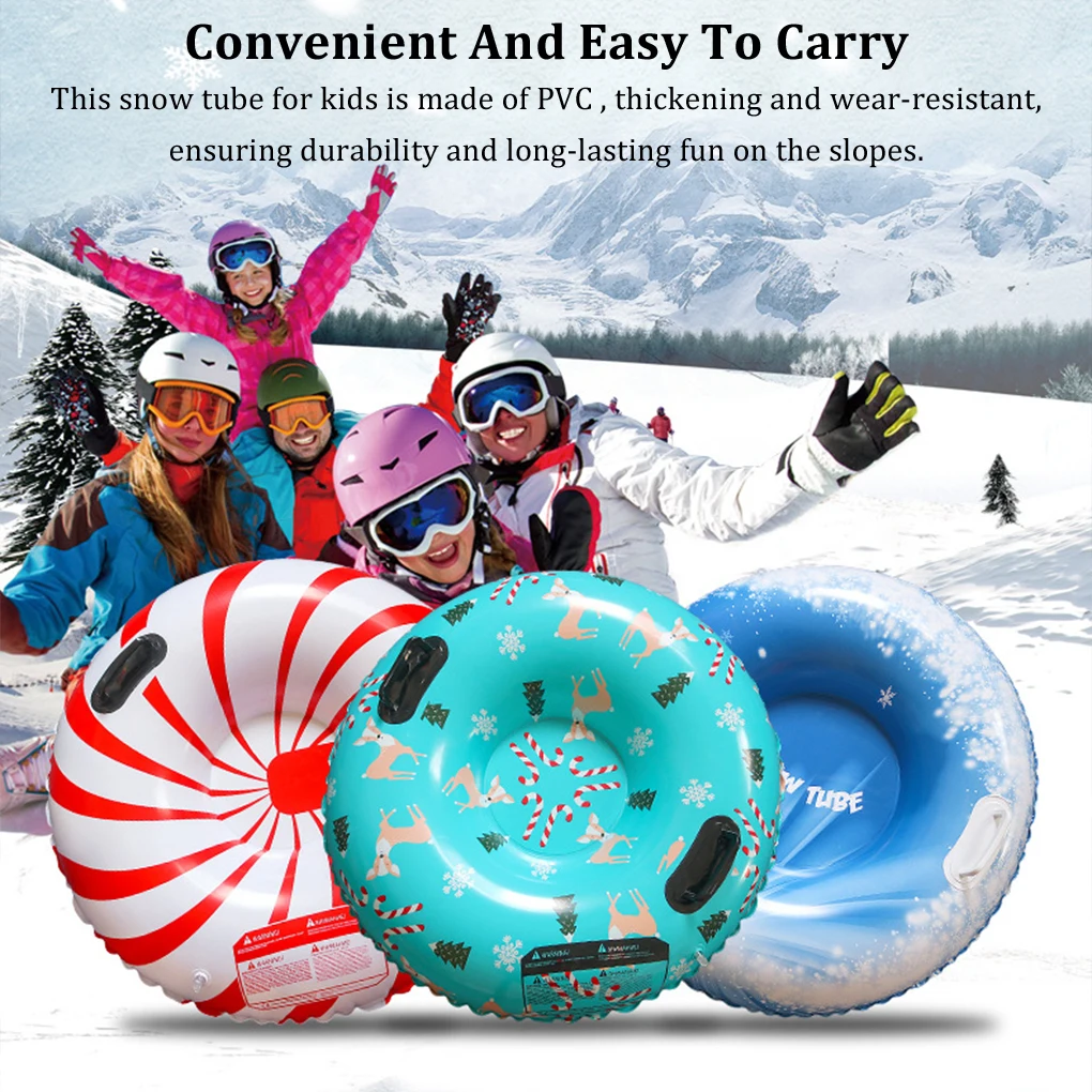 Snow Sledge Inflatable Ski Ring PVC Sledding Tube Thicken Snow Tubing Winter Snow Tube with Handle Skiing Accessories