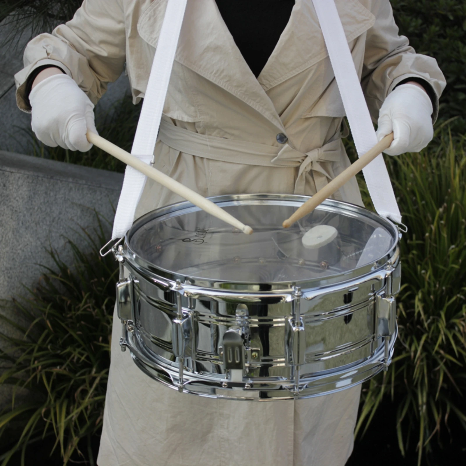 Snare Drum with Drumsticks Transparent Marching Snare Drum with Strap Percussion Instrument Rust-Resistant Lightweight