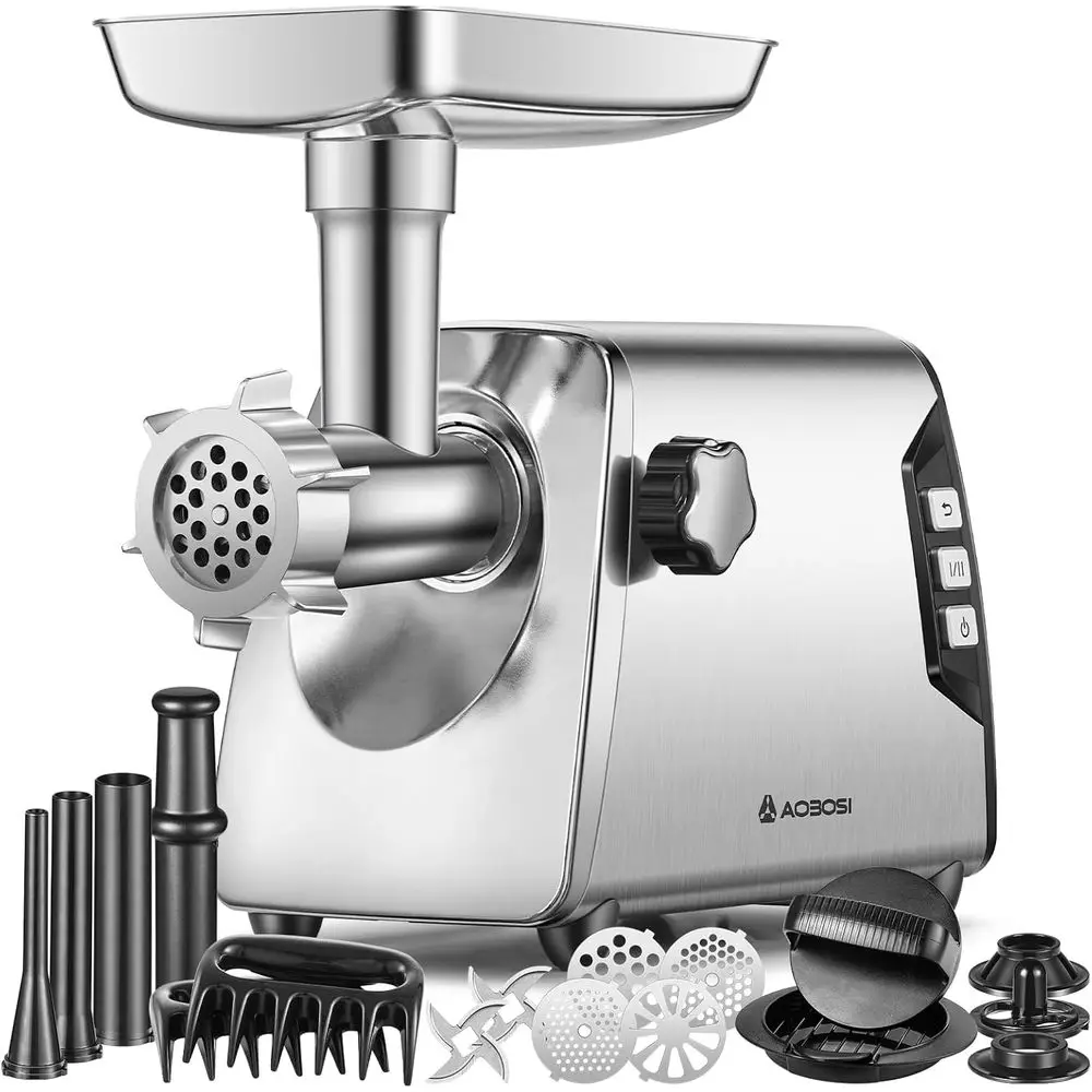 

#12 Meat Grinder, [3000W] 3 Speed Meat Grinder Heavy Duty: Built-in Storage Box, 2 Blades,4 Plates,3 Sausage Stuers,Kibbe Kit,Me