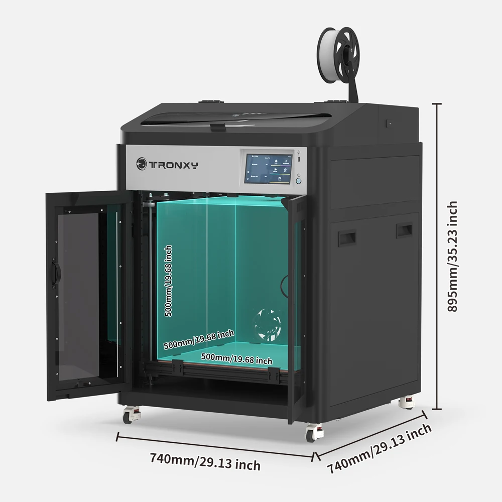 

TRONXY VEHO 500A Высокоскоростной 3D-принтер 600 мм/с Большой размер печати 500*500*600 мм с прошивкой Klipper Комплект 3D-принтера с 7-дюймовым экраном