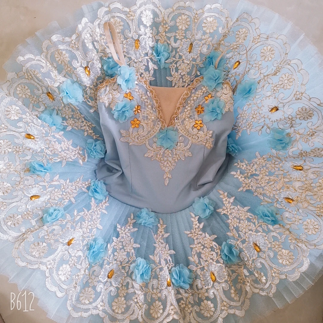 Adult Kids Classic Professional Ballet Tutu Swan Lake Pancake Tutu Ballerina Party Dance Costumes Ballet Dress Sky Blue