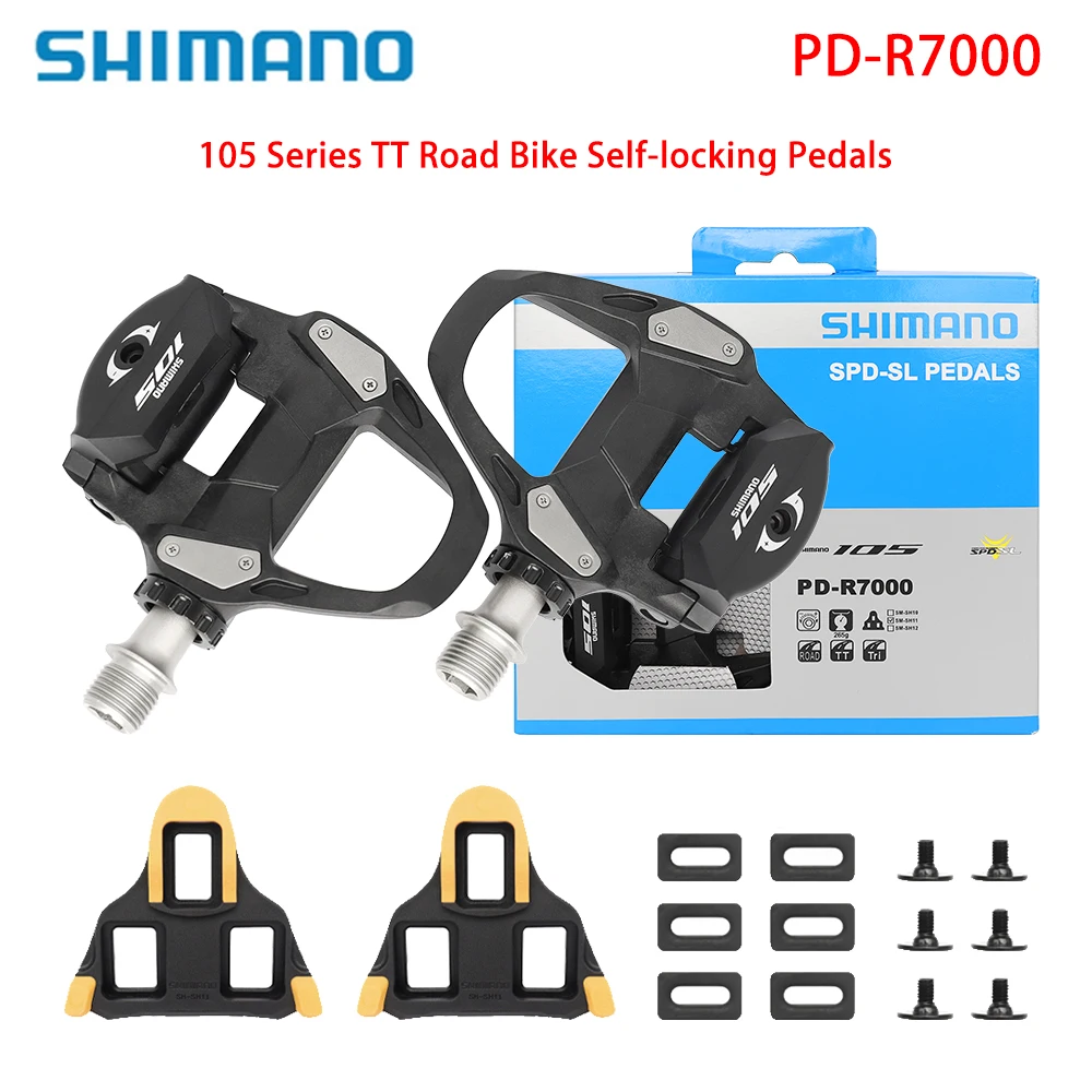 SHIMANO 105 Bike Pedals PD-R7000 Self-locking TT TRI Road Bike Ultralight Pedals Carbon Gravel Bicycle Pedals Original Parts