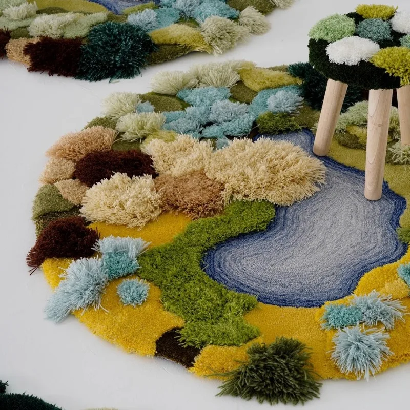 Round carpet green forest moss children's room bedroom cloakroom bedside blanket