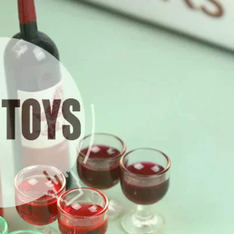 3pcs/set 1/12 Dollhouse Miniature Simulation Wine Bottle Wine Glass Model Toys
