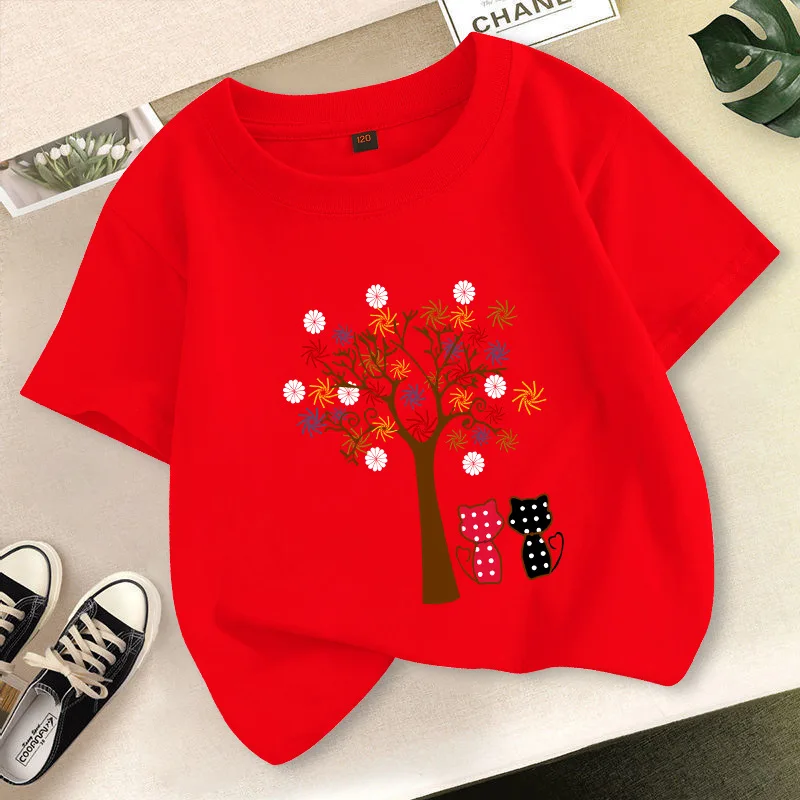 New Korean-style T-shirts and baby shirts with stylish prints, short sleeves, suitable for children of medium to large size – av
