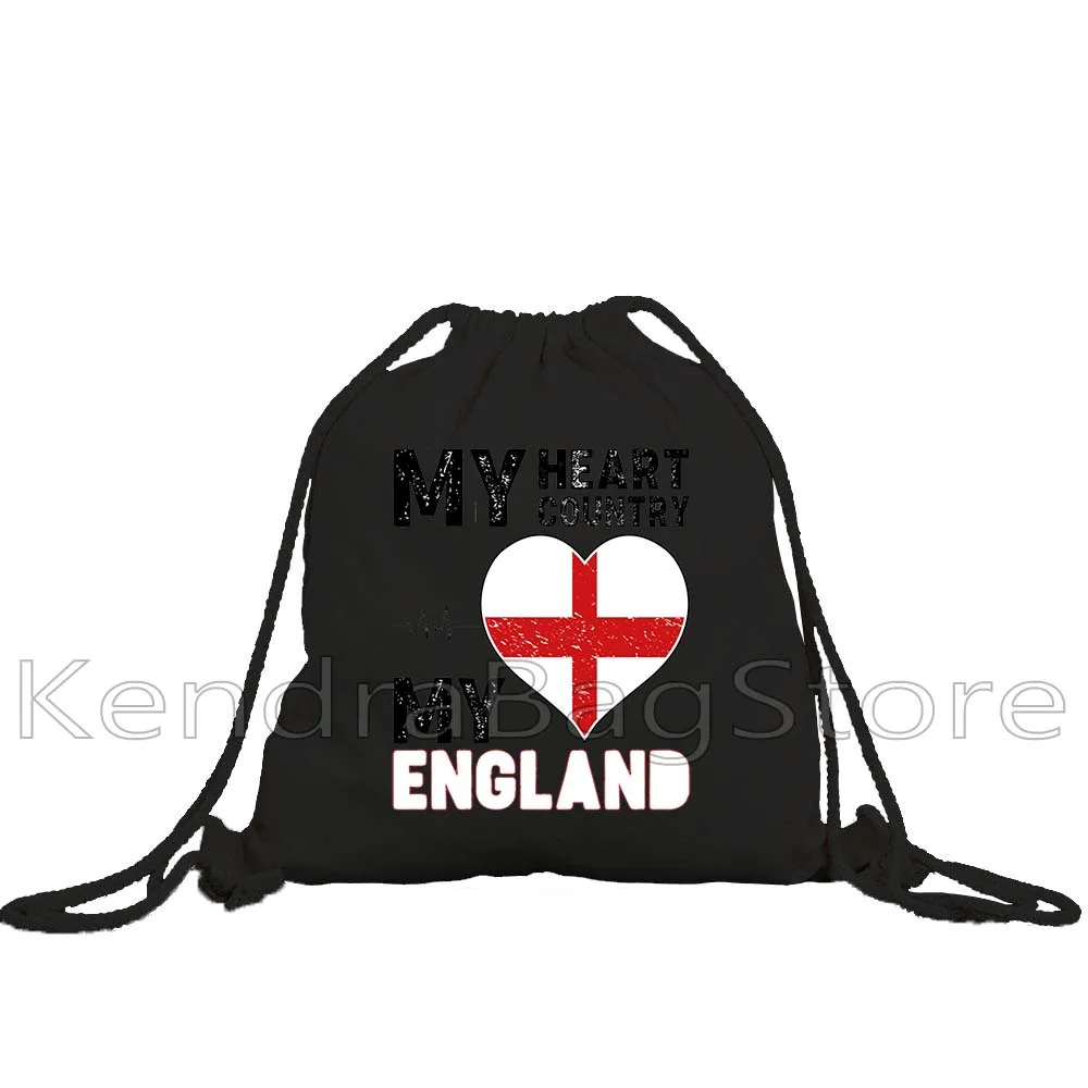 Big Ben England Flag Map British Style London Bus Landscape Canvas Drawstring Backpack Sports Gym Sackpack String Bags for Sport