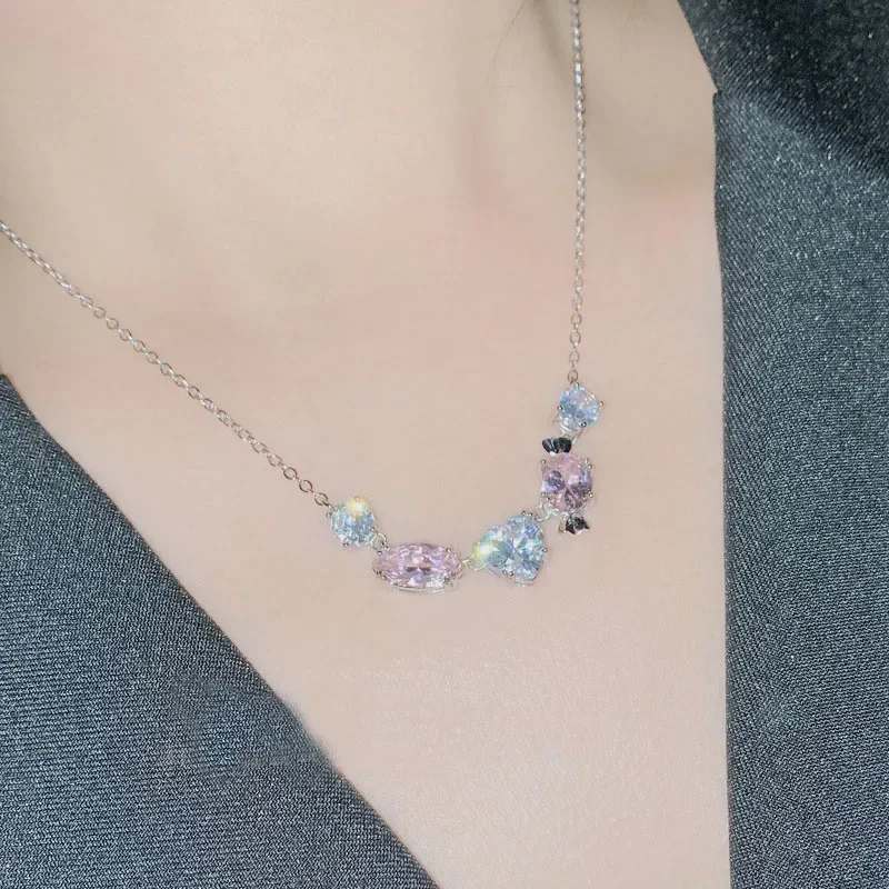 

MDL Moissanite Style Pink Candy Pink Diamond Necklace 18k Plated Gift For Girlfriend And Best Friend Super Sweet