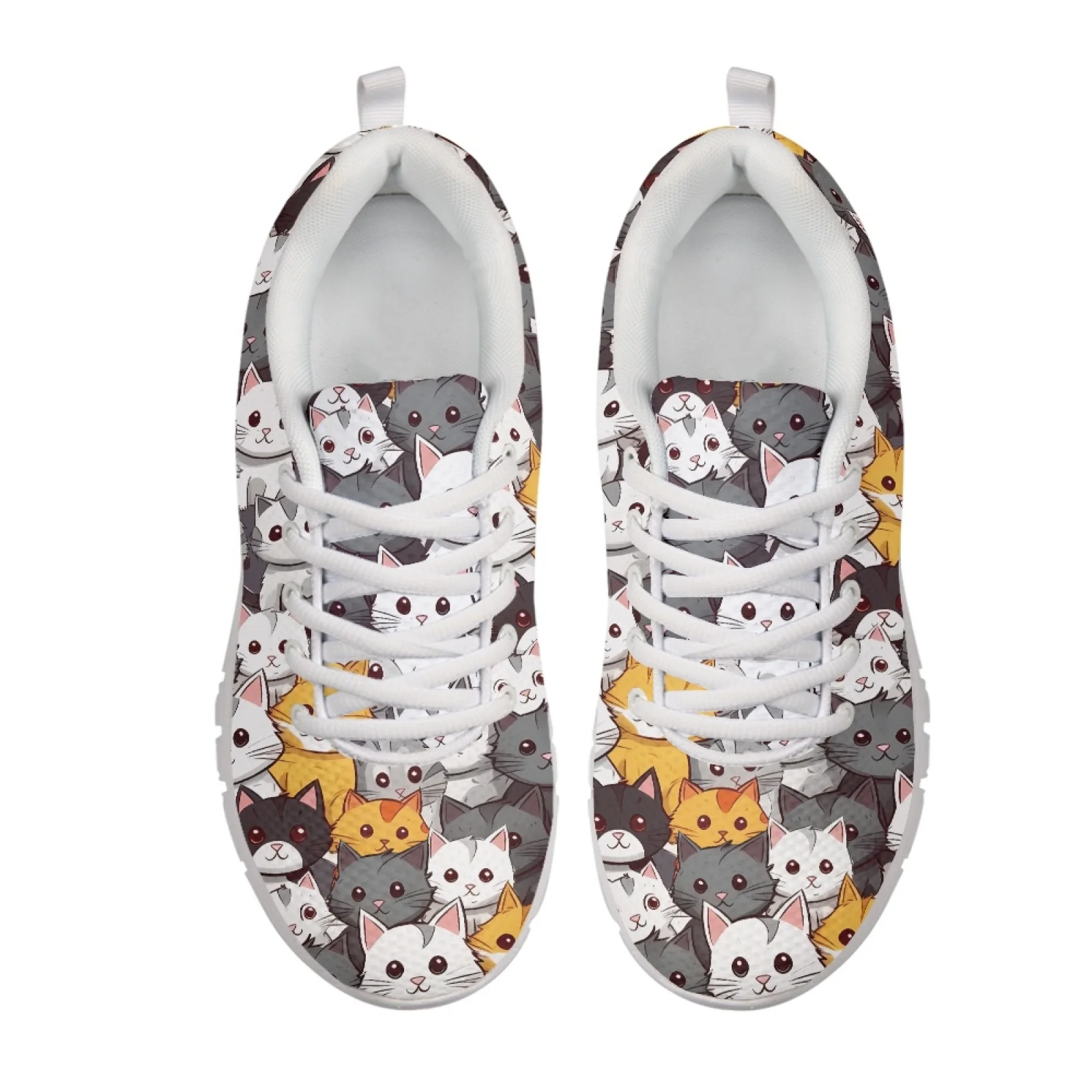 Coloranimal Cats Pattern Breathable Sports Tennis Shoes Womens Athletic Walking Sneakers Running Sneakers for Lady Ladies