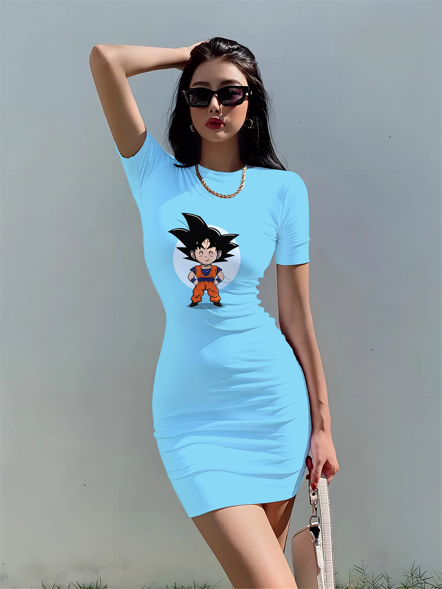 

Zevity Sensual Sexy Dress for Women Vegeta Cartoon Goku Fashion Dragon Ball Z Elegant Dresses Woman Summer 2023 Y2k Bodycon Goku