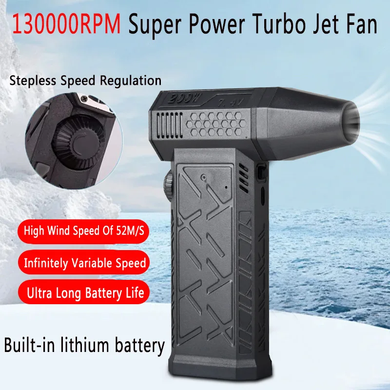 Mini Air Blower 130000RPM Turbo Jet Fan Adjustable Wind Speed 52m/s Handheld Brushless Motor Electric Dust Dryer Car Office Home