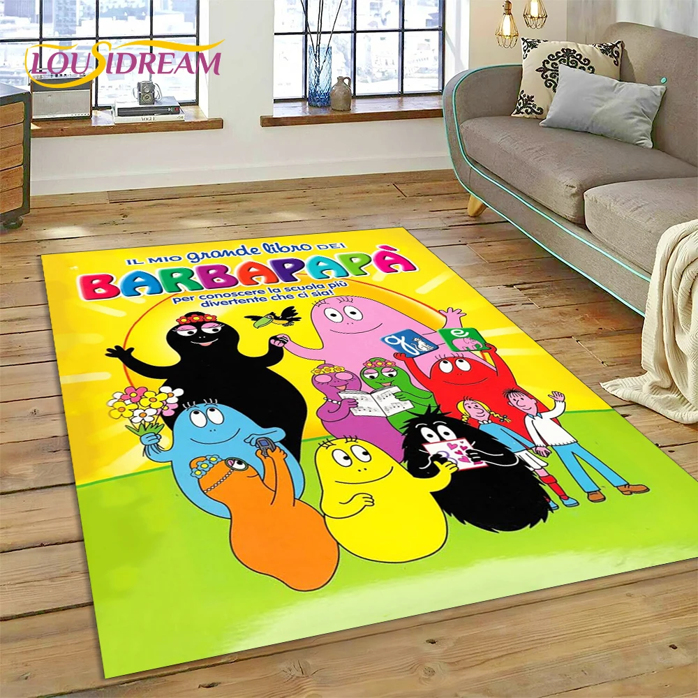 3D Cartoon Les Barbapapa Family Carpet Rug for Bedroom Living Room Home Sofa Decoration,Children Game Large Decor Floor Mat Gift