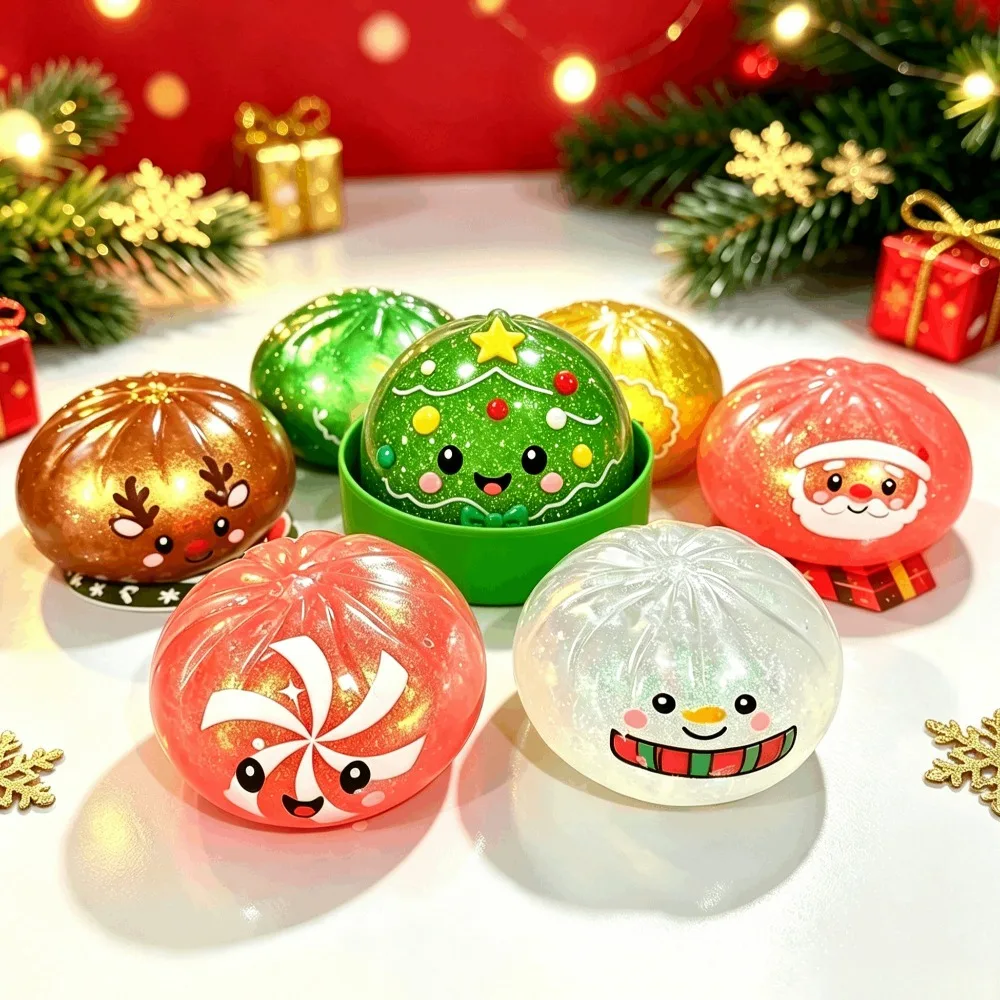 Cute Christmas-themed Bun Squeeze Stress Relief Toy Bun Squishy for Venting Desktop Decoration Office Grip Stress Toy Gift