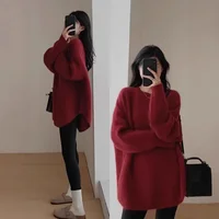 겨울 스웨터 Ladies' Lazy Sle Knitted Sweater Autumn Winter Faionable Base Layer Irt Inner Wear Mermaid Color Matching Top 2
