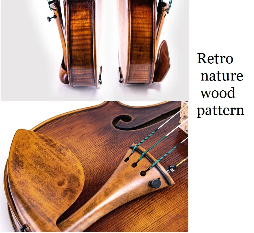 Guarneri 1744 Retro Custom Imported European Spruce Violin with Boxwood Chin Rest Peg