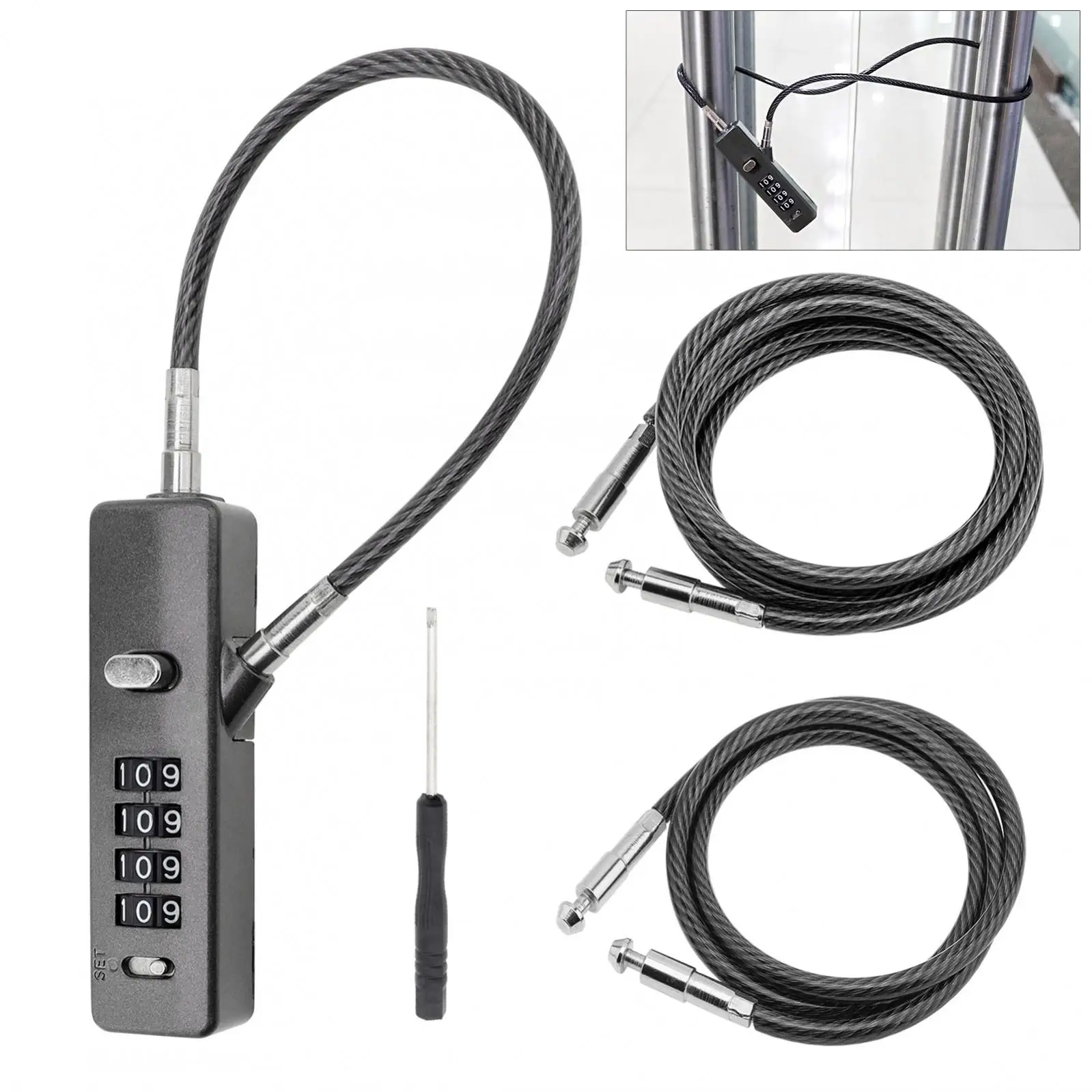Wire Rope Lock Accessories Combination Digital Code Lock Password Padlock for Bikes / Lockers / Small Fences