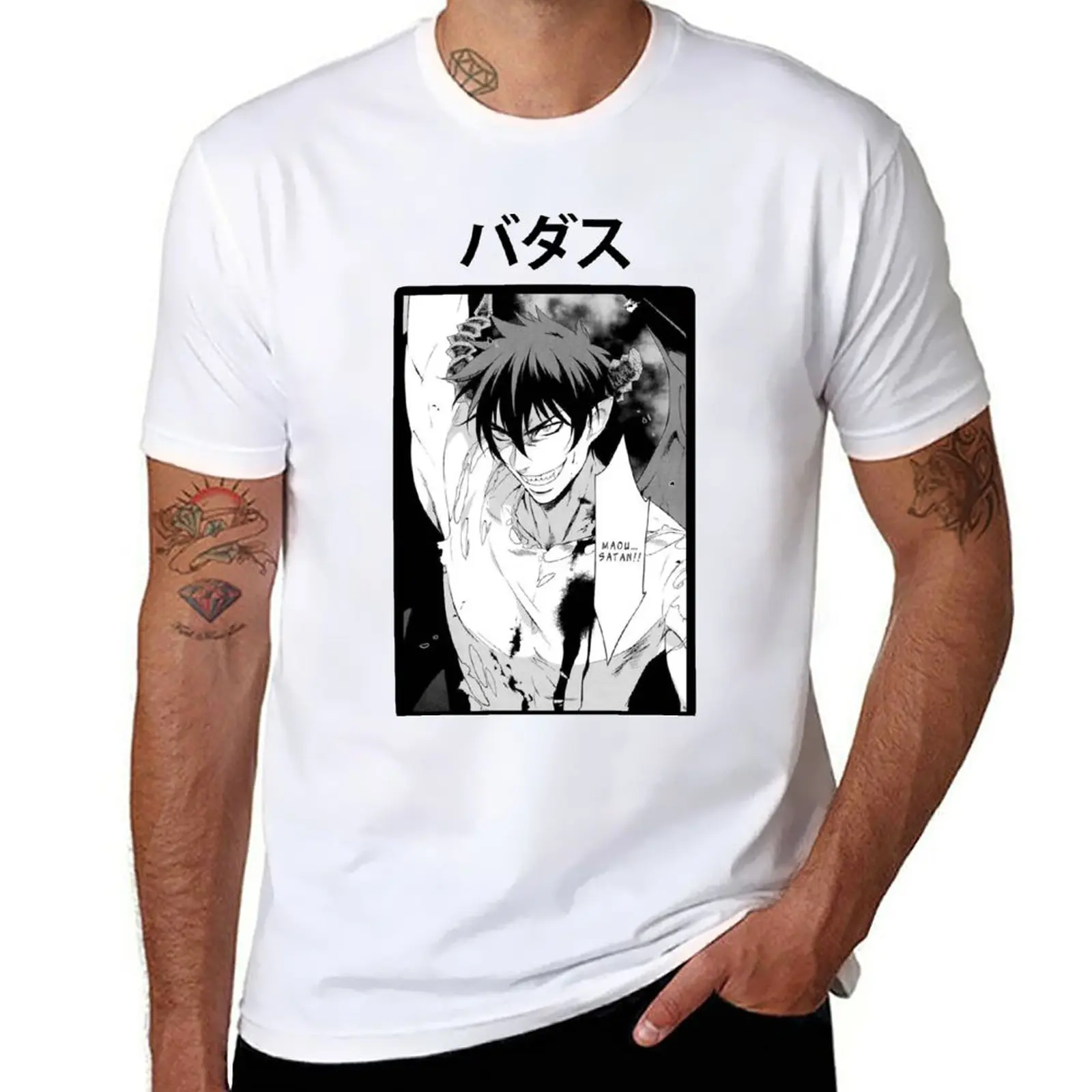 New MAOU SATAN - HATARAKU MAOU-SAMA! T-Shirt summer top Blouse vintage t shirt custom t shirts black t shirts for men