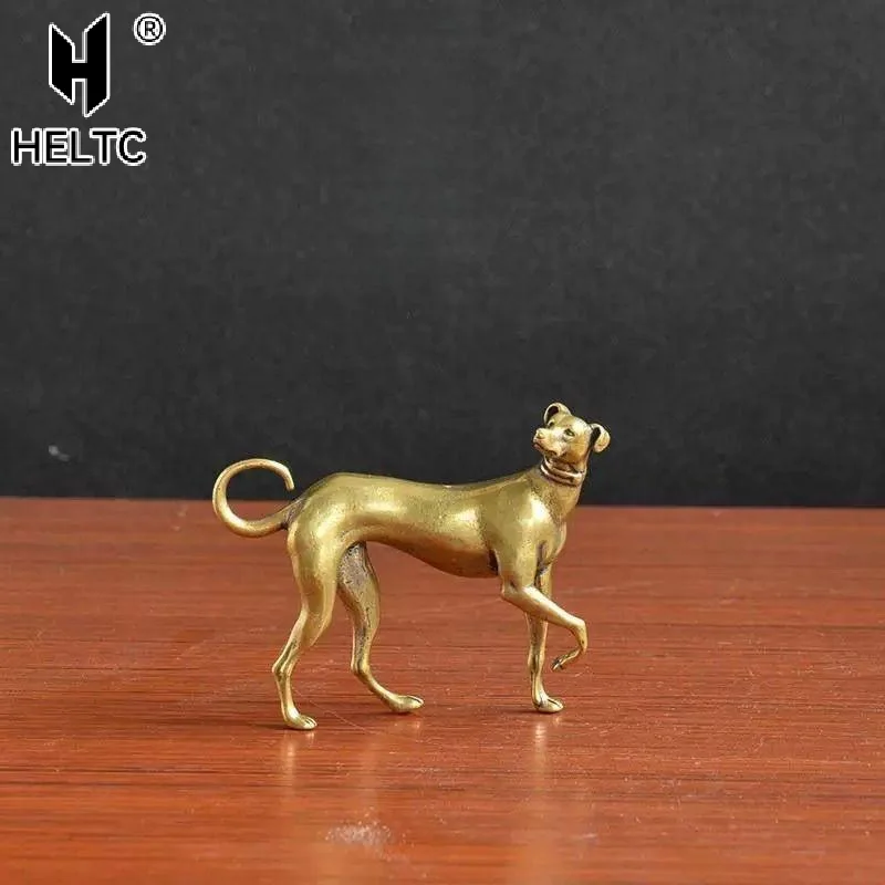 1Pcs Vintage Copper Animal Miniatures Figurines Decorations Gifts Solid Brass Loyal Dog Desk Ornaments Home Decor Crafts