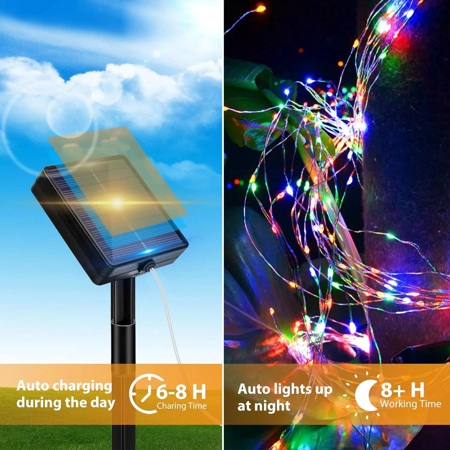 الشمسية Led سلسلة أضواء مقاوم للماء أضواء الأسلاك النحاسية الشمسية خرافة أضواء شجرة عيد الميلاد حفل زفاف 7 متر/12 متر/22 متر/32 متر